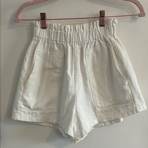 Polly High-Waisted Paperbag Shorts – Off-White – Size XS (US 2)